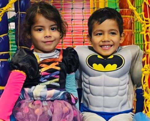 Eva Maria Dos Santos with her twin brother Mateo.